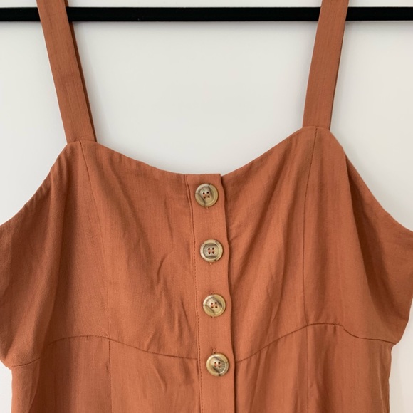 Rust Button Front Dress - Picture 3 of 4
